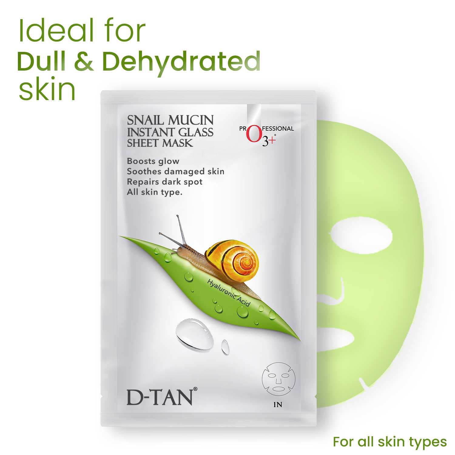 O3+ Snail Mucin Instant Glass Sheet Mask  30 ml