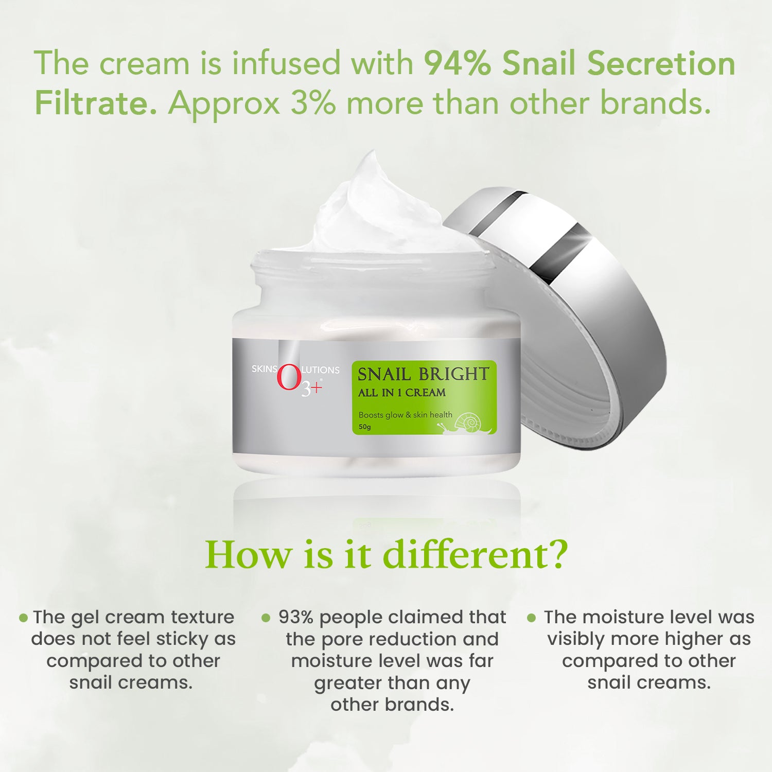 O3+ Snail Bright All-In-1 Cream (50gm)