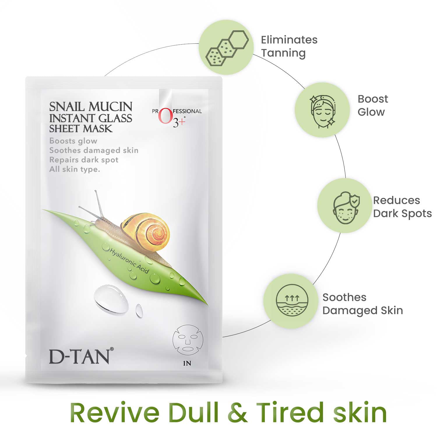 O3+ Snail Mucin Instant Glass Sheet Mask  30 ml