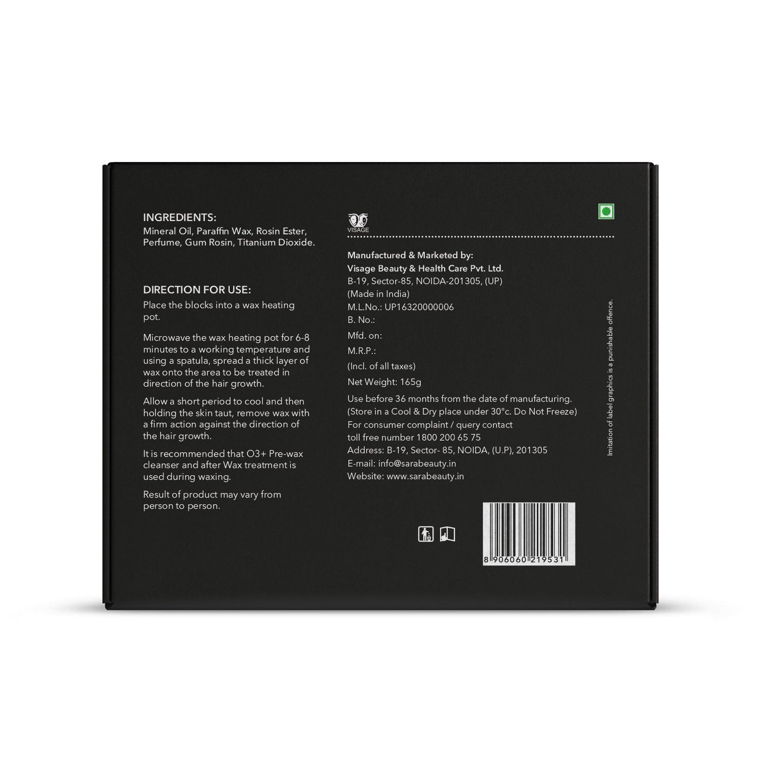 O3+ Brazilian Chocolate Peel Off Wax 165 G