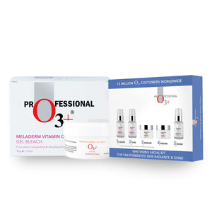 O3+ Whitening Facial Kit & Meladerm Vitamin C Gel Bleach for Skin Whitening and Hair Lightening Combo
