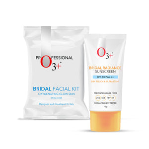 Radiance Skincare Combo With Bridal Facial Kit Oxygenating Glow Skin 81g & UVA UVB Ultra Light Sunscreen With SPF50 PA+++ 75g |All Skin Type