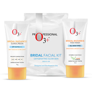 Skincare Combo With  Bridal Facial Kit Oxygenating Glow Skin 81g,Radiance Facewash For Brightens Glow 75g & UVA UVB Ultra Light Sunscreen With SPF50 PA+++ 75g