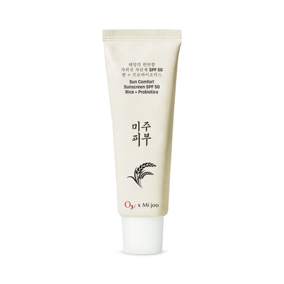 O3+ Mijoo Korea Sun Comfort Lightweight & Moisturising Sunscreen SPF 50 with Rice Probiotics 50g