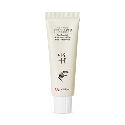 O3+ Mijoo Korea Sun Comfort Lightweight & Moisturising Sunscreen SPF 50 with Rice Probiotics 50g