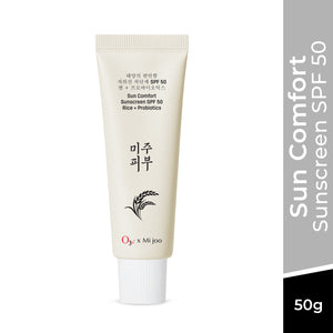 O3+ Mijoo Korea Sun Comfort Lightweight & Moisturising Sunscreen SPF 50 with Rice Probiotics 50g